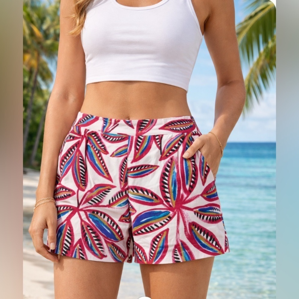 J.Crew White tropical print shorts size 2